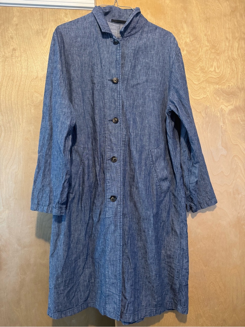Uniqlo Women's Blue Long Button Front Coat